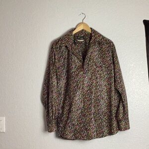 Obermeyer Nylon Wind Pullover Floral Print Men's Shirt Made In Japan Size M